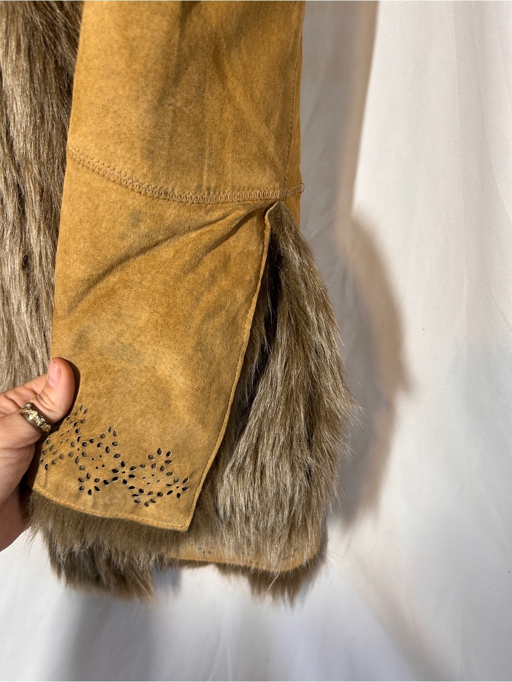 Vintage db studio suede coat with vegan fur hippie bohemian penny lane coat vtg - Picture 2 of 14